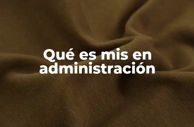 Qué es Mis en Administración