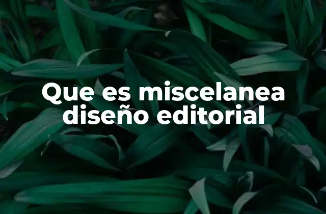 Que es Miscelanea Diseño Editorial