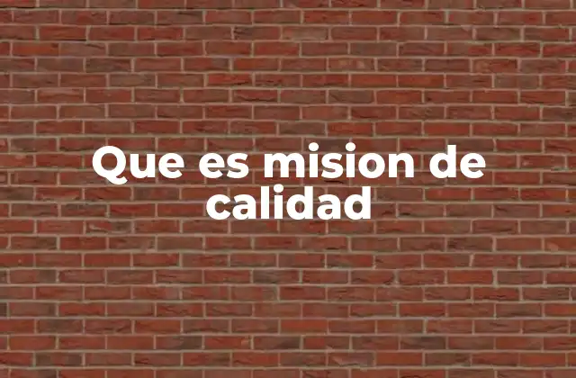 Que es Mision de Calidad