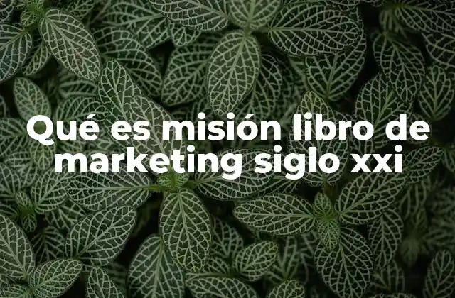 Qué es Misión Libro de Marketing Siglo Xxi