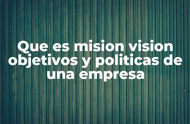 Que es Mision Vision Objetivos y Politicas de una Empresa