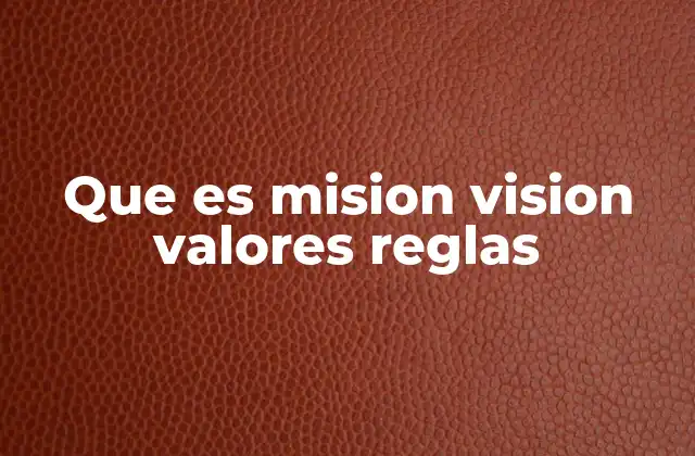 Que es Mision Vision Valores Reglas