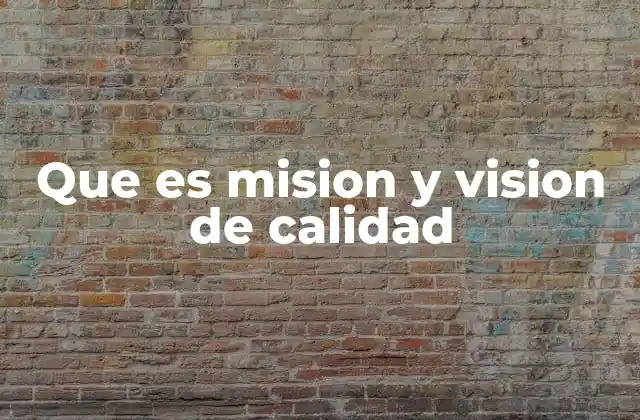 Que es Mision y Vision de Calidad
