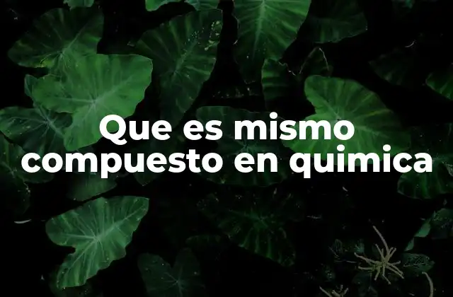 Que es Mismo Compuesto en Quimica