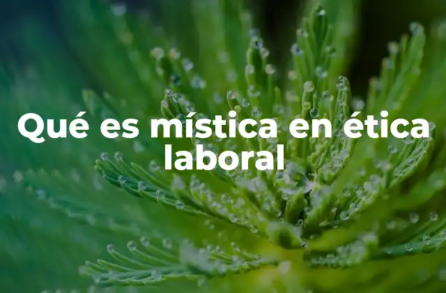 Qué es Mística en Ética Laboral