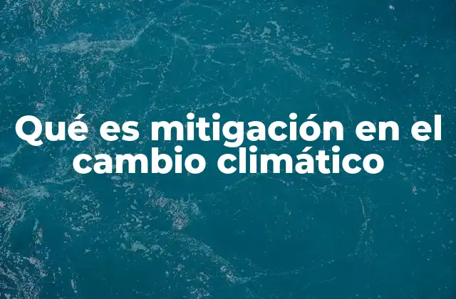 Qué es Mitigación en el Cambio Climático