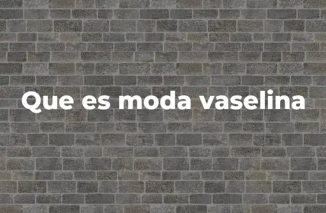 Que es Moda Vaselina