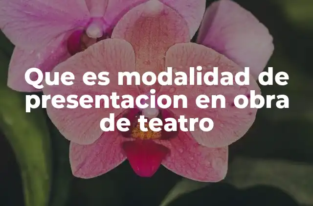 Que es Modalidad de Presentacion en Obra de Teatro