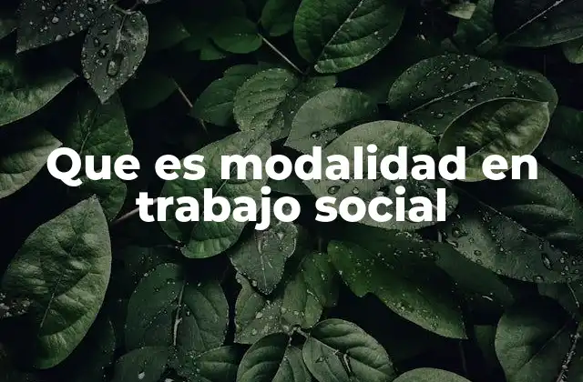 Que es Modalidad en Trabajo Social