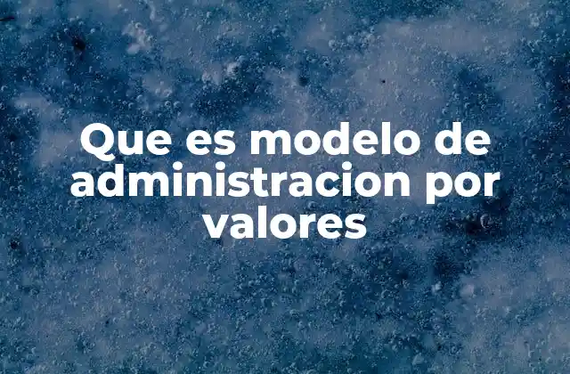 Que es Modelo de Administracion por Valores