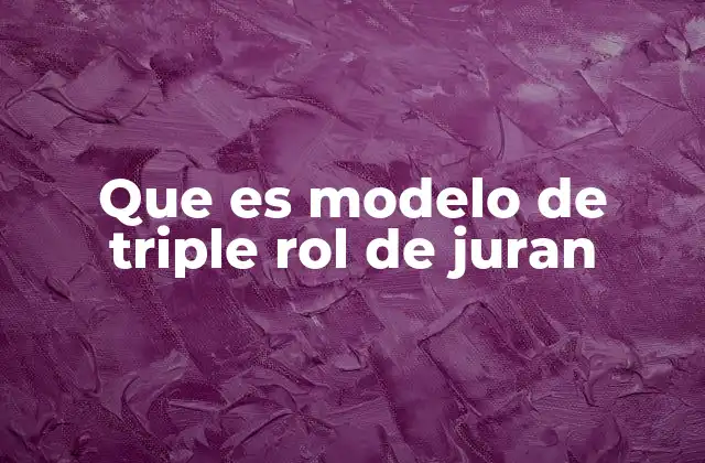 Que es Modelo de Triple Rol de Juran