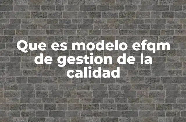 Que es Modelo Efqm de Gestion de la Calidad