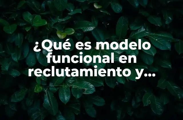 ¿qué es Modelo Funcional en Reclutamiento y Selección de Personal?