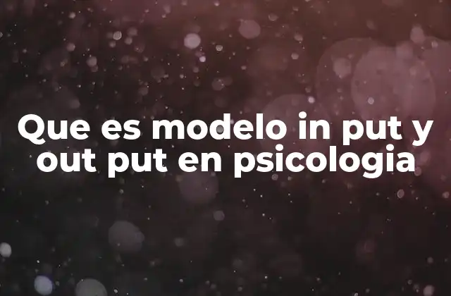Que es Modelo In Put y Out Put en Psicologia