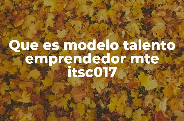 Que es Modelo Talento Emprendedor Mte Itsc017