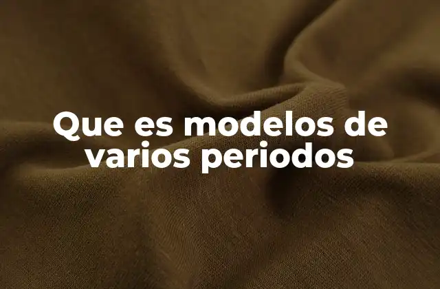 Que es Modelos de Varios Periodos