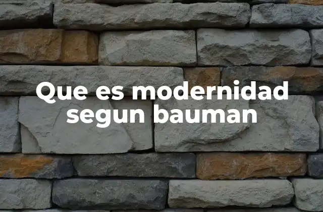 Que es Modernidad Segun Bauman