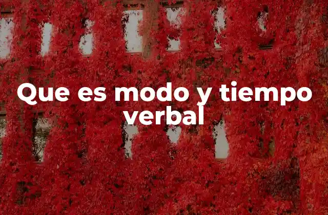 Que es Modo y Tiempo Verbal