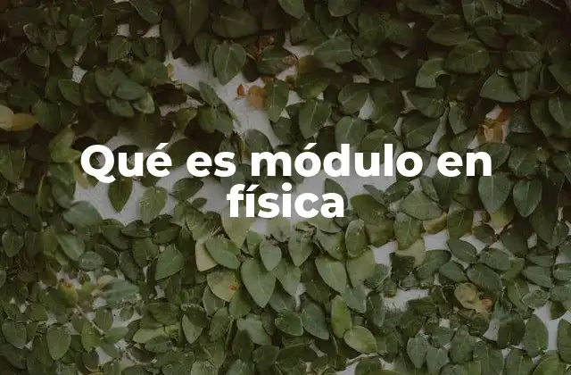Qué es Módulo en Física