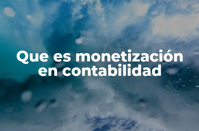 Que es Monetización en Contabilidad