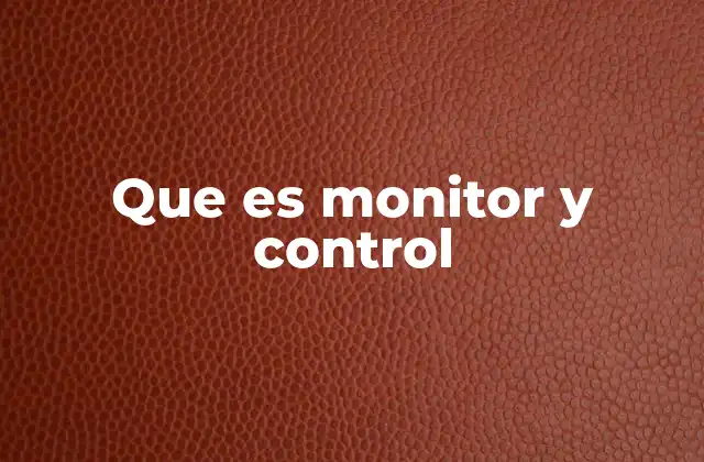 Que es Monitor y Control