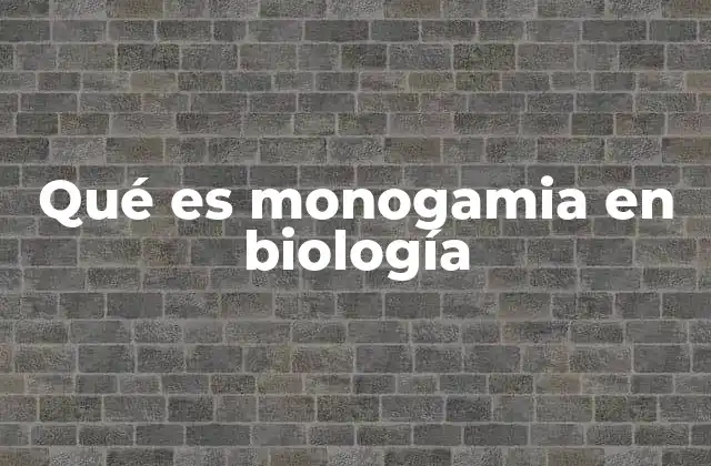 Qué es Monogamia en Biología