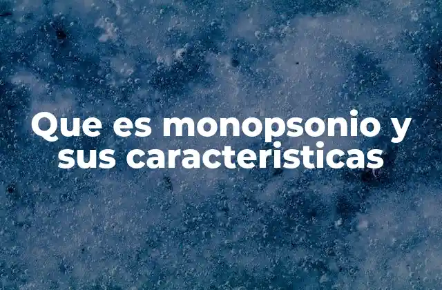 Que es Monopsonio y Sus Caracteristicas