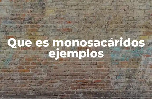 Que es Monosacáridos Ejemplos
