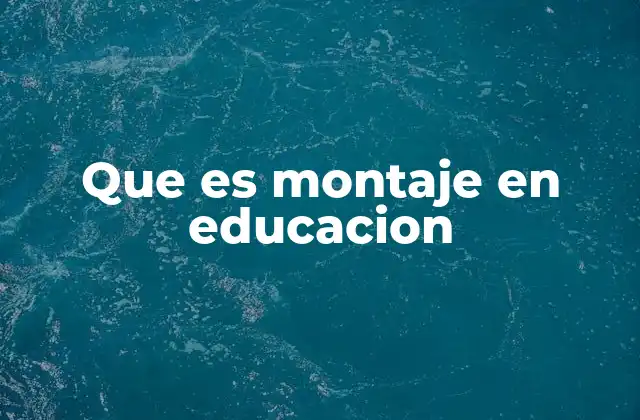 Que es Montaje en Educacion