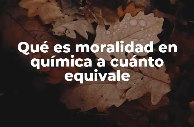 Qué es Moralidad en Química a Cuánto Equivale