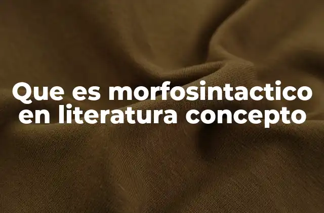 Que es Morfosintactico en Literatura Concepto