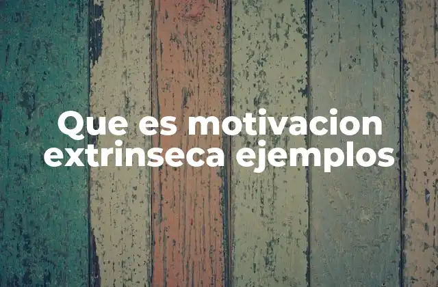 Que es Motivacion Extrinseca Ejemplos
