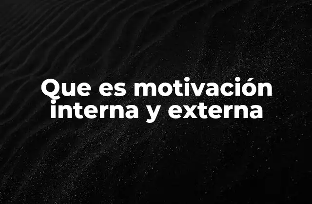 Que es Motivación Interna y Externa