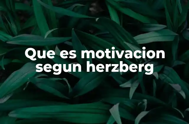 Que es Motivacion Segun Herzberg
