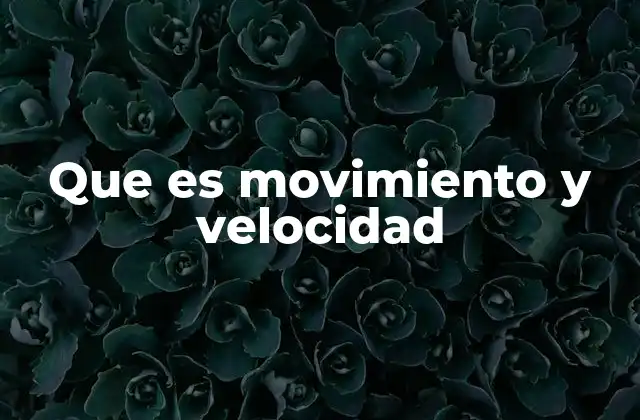Que es Movimiento y Velocidad
