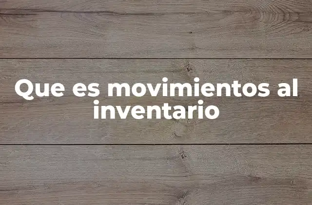 Que es Movimientos Al Inventario