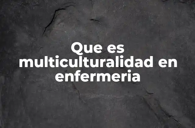 Que es Multiculturalidad en Enfermeria