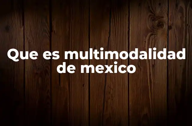 Que es Multimodalidad de Mexico