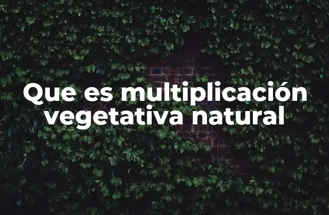 Que es Multiplicación Vegetativa Natural