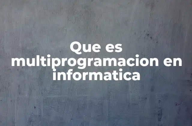 Que es Multiprogramacion en Informatica