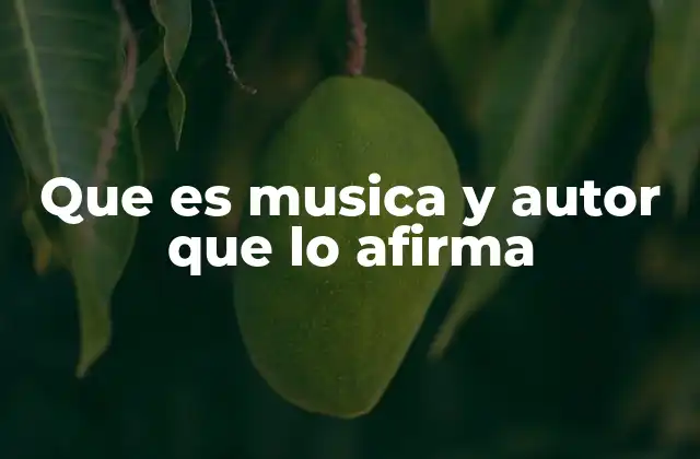 Que es Musica y Autor que Lo Afirma