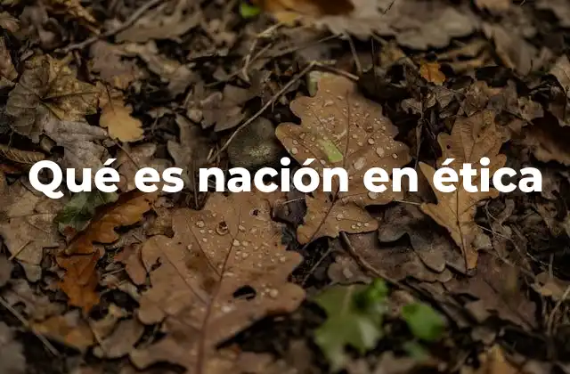 Qué es Nación en Ética