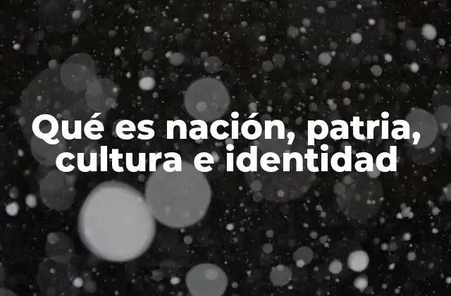 Qué es Nación, Patria, Cultura e Identidad