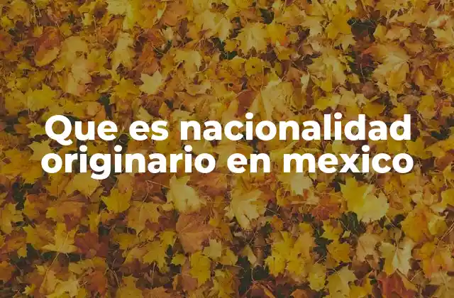 Que es Nacionalidad Originario en Mexico