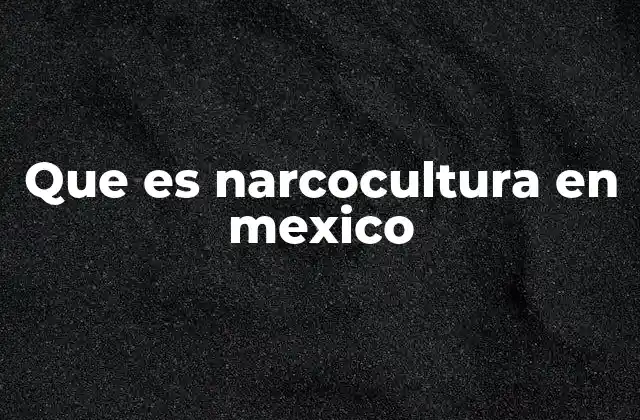 Que es Narcocultura en Mexico