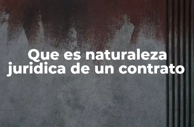 Que es Naturaleza Juridica de un Contrato