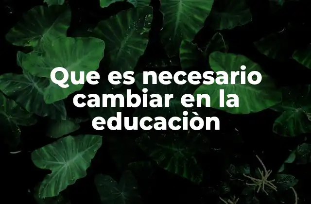 Que es Necesario Cambiar en la Educaciòn