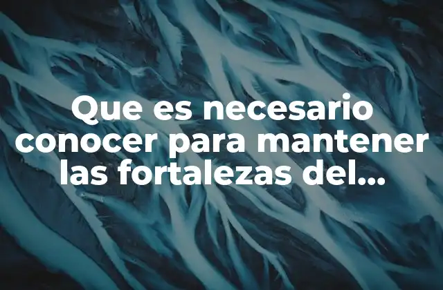 Que es Necesario Conocer para Mantener las Fortalezas Del Producto