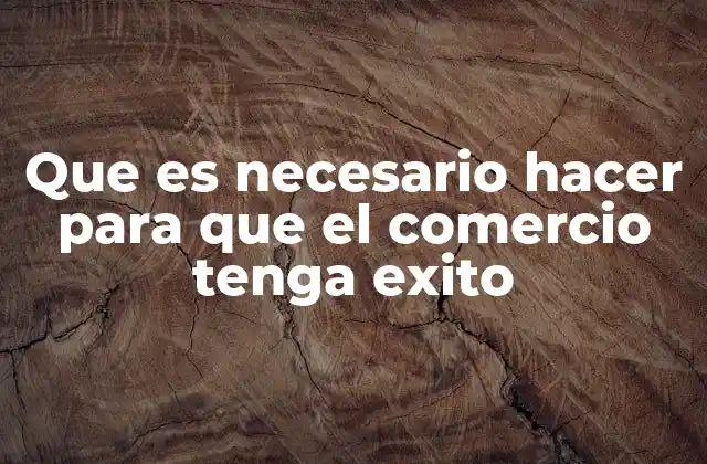 Que es Necesario Hacer para que el Comercio Tenga Exito