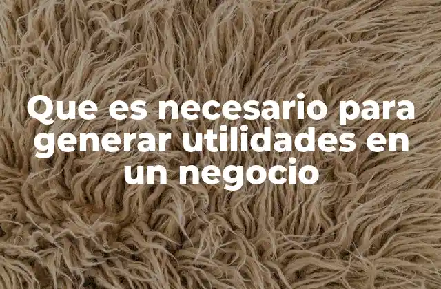 Que es Necesario para Generar Utilidades en un Negocio
